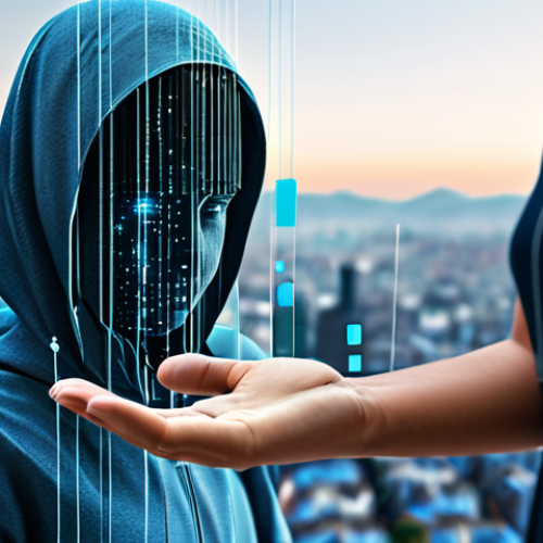 Home 18 Metaverse Privacy Concerns**
"A concerned-looking individual, fully clothed in modest casual wear, interacting with a futuristic metaverse interface filled with floating data points and abstract representations of avatars. The background shows a blurred cityscape. The image should convey a sense of unease about data privacy. Safe for work, appropriate content, perfect anatomy, correct proportions, well-formed hands, proper finger count, natural body proportions, professional, high quality, fully clothed."
**