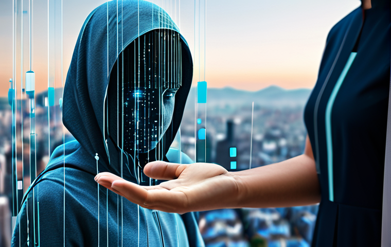Metaverse Privacy Concerns**
"A concerned-looking individual, fully clothed in modest casual wear, interacting with a futuristic metaverse interface filled with floating data points and abstract representations of avatars. The background shows a blurred cityscape. The image should convey a sense of unease about data privacy. Safe for work, appropriate content, perfect anatomy, correct proportions, well-formed hands, proper finger count, natural body proportions, professional, high quality, fully clothed."
**